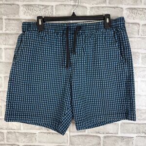Todd Snyder Mens Blue Black Gingham Seersucker Drawstring Shorts PA589982-BL01 L